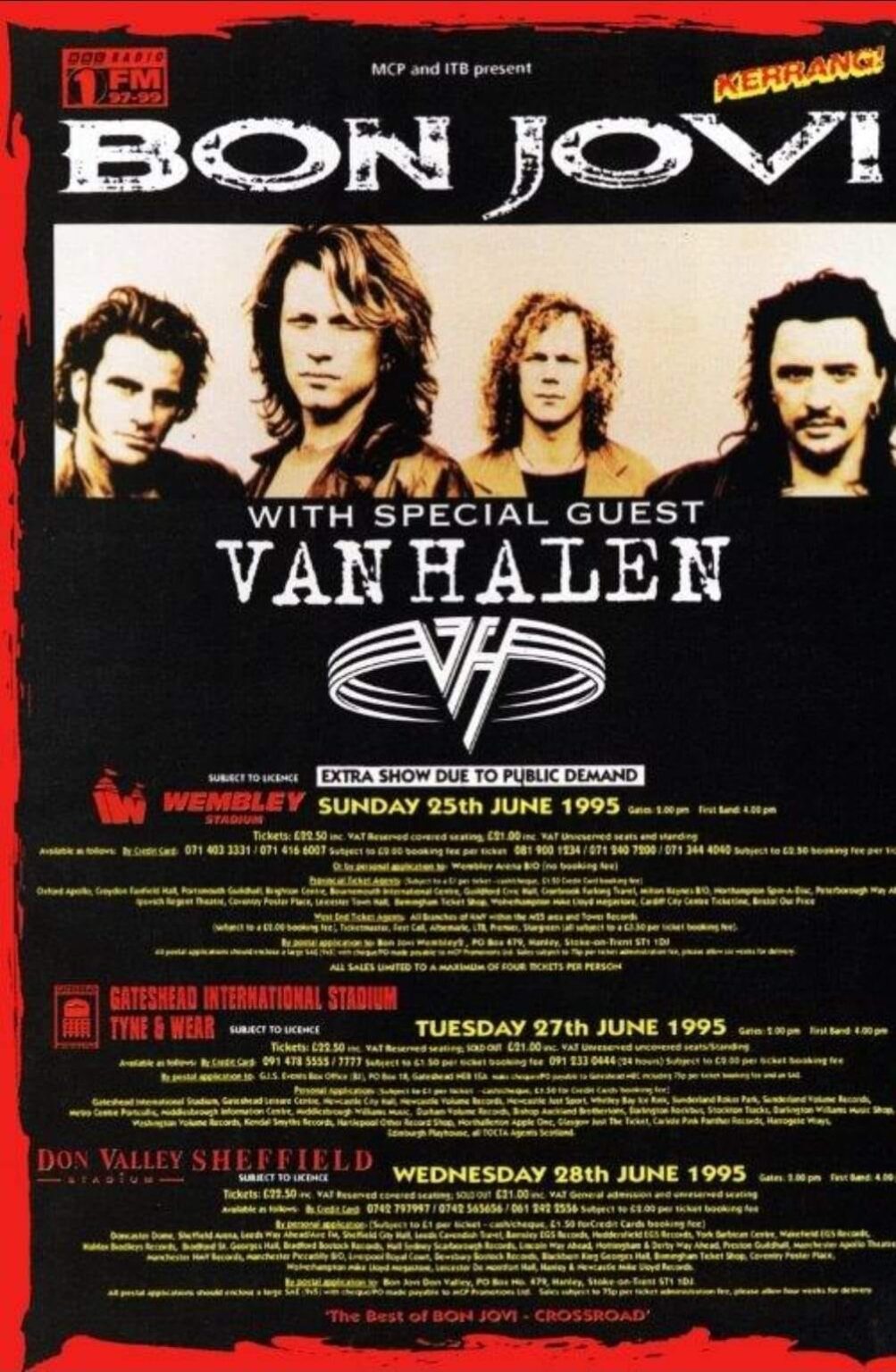 Bon Jovi, Van Halen, Extreme, ? @ Don Valley Stadium, Sheffield 28-6-95 ...